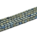 Macro detail of cylindrical geode agate barrel beads with natural mineral texture - Barrel Beads 6x8mm/23pcs / Electroplated Green