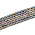 Macro shot of colorful cylindrical geode agate beads with sparkling crystal druzy texture - Barrel Beads 6x8mm/23pcs / Electroplated Rainbow