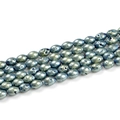 Makroansicht blaugrüner ovaler Achatperlen mit metallischer Textur für Schmuck - 8*12mm/19 Stück / Galvanisiertes Grün