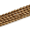 Macro shot of oval geode agate beads with vintage electroplated bronze metal texture - 8*12mm/19pcs / Electroplated Bronze