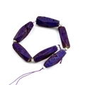 Paarse agaat geode armband met achthoekige staven en zilveren afstandhouders - Achthoekig 8-12*30-35mm (6 stuks) / Gegalvaniseerd Paars