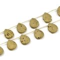 Perle a forma di goccia in bronzo dorato vintage con una trama metallica naturale - 22*30mm (6 pezzi) / Oro placcato