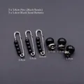 Détail du lot de 6 épingles de sûreté à perles noires pour ajustement de vêtements - Ensemble No.22