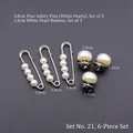 Détail du lot de 6 épingles de sûreté perlées avec broches de 3,8 cm et attaches - Ensemble No.21