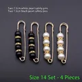 Lot de 4 épingles de 7,5cm avec perles noires et blanches et strass scintillants - Ensemble No.14