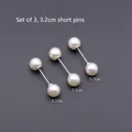 Detailweergave van drie 3,2 cm parelveiligheidsspelden voor kledingaanpassing en decoratie - Nr. 17 Set