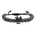 Geflochtenes Kronenarmband mit 8mm Micro-Pave CZ-Diamantkugeln in schwarzer Ausführung - Waffenschwarz