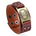 Herren Lederarmband in Braun mit Wikinger-Baum des Lebens und Bronze-Schnappverschluss - Lebensbaum / Antikbronze