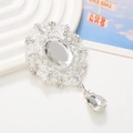 Silver retro DIY charm with oval rhinestone and teardrop pendant for phone cases - Silver Base White Gem