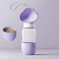 Gourde portable violette pour chien avec récipient de nourriture, idéale pour voyages et balades. - Distributeur 2-en-1 d'eau et de nourriture / 350ml+200ml / Violet