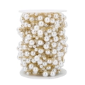 18K gold-plated chain with mixed-size white imitation pearls on a spool for DIY jewelry - Pearl Chain * 1 Meter (8mm+5mm Beads)