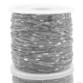 Silver stainless steel curb chain on white spool for DIY jewelry making and necklaces - Steel Color - Side Clip Long Bar (2m 6.92g)