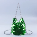 Sparkling bright green mermaid scale sequin bag with a stylish silver metal chain strap - Green