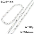 Set collana e bracciale in acciaio al titanio argento con dimensioni di 650x4mm e 225x4mm - Bracciale / Stile A Argento (1:1)