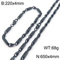 Set minimalista di collana e bracciale in acciaio al titanio nero con maglie a smusso - Bracciale / Stile A Nero (1:1)