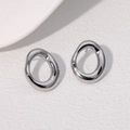 Pendientes minimalistas de acero inoxidable en forma de óvalo hueco irregular plateado - Color Acero