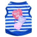 Gilet a righe bianche e blu per cani piccoli con stampe di cuori colorati Hug Me e Love Me - XS / Blu