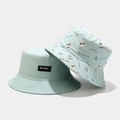 Cappello da pescatore verde menta in cotone con stampa Shiba Inu ed etichetta tessuta - Verde petrolio