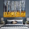 Arazzo moderno con paesaggio di foresta di betulle autunnali per arredamento casa - 150x130cm / 2-Foresta di Betulle Autunnale