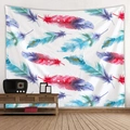 Wall tapestry with colorful artistic watercolor feather pattern in modern style - Compact / Watercolor Feather