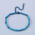 Bracciale a maglie in acciaio inossidabile blu lucido con chiusura a moschettone - Bracciale Blu (KB190884-Z)