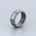 Anillo octogonal de 8mm en acero inoxidable cepillado con acabado gris oscuro mate - US 8 / Negro Vintage