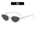 Occhiali da sole cat eye bianchi con bordo dorato e lenti grigio scuro da donna - Montatura Bianca Solido Lente Grigio Nero (C8)