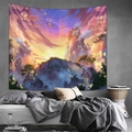 Fantasy landscape tapestry with mountain peaks and sunset sky for bedroom wall decor - Style 41