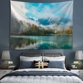Nature wall tapestry with snow mountain and lake landscape for bedroom wall decor - Style 30