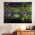 Forest lake reflection landscape tapestry in a cozy living room decor setting - Style 13