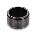 Rotating stainless steel Buddhist Heart Sutra ring in gunmetal gray finish with laser engraving - Black Size 7 (KR38024-K)