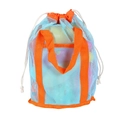Handheld Beach Bag Blue with Orange Strap