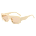 Lunettes de soleil rétro carrées avec monture crème et verres ambrés translucides - Monture Beige Verres Champagne