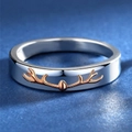 Minimalistischer Elchgeweih-Ring aus Silber mit Akzenten aus Roségold für Paare - US 8 / Zweifarbig Silber & Gold F464 (Herren)