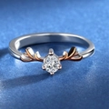 Zweifarbiger Rentier-Geweihring in Silber und Roségold mit Zirkonia im Birnenschliff - US 10 / Zweifarbig Silber & Gold F465 (Damen)