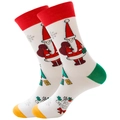 Christmas cotton socks with Merry Christmas print in festive red white and green colors - Size 38-45 / White Base Santa Claus