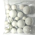Set di palline bianche per decorazione torta con bastoncini verdi di varie misure - Palline decorative di dimensioni miste / Bianco