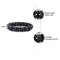 Men's tiger eye and hematite beaded bracelet with black beads, 13mm wide, 20.5cm length - Matte Stone and Hematite Cylindrical Style (NSHB00300)