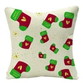 Linen Christmas pillowcase with red and green stockings and Merry Christmas text - Christmas Stocking Set (YMD34-13)