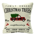 Linen Christmas pillowcase featuring red buffalo plaid truck and reindeer design - Vintage Truck and Christmas Tree (YMD34-34)