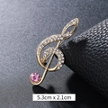 Golden musical note brooch with white crystals and pink diamond accent for women - Pink Rhinestone Treble Clef Gold (XD9424)