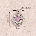 Pendentif Fleur En Zircon Rose En Forme De Cœur (couleur Or Blanc) [165 X 16 Mm (ouverture : 5 X 2 Mm)] | 1 Pièce/paquet