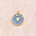 Pendentif Rond En Forme De Cœur Bleu (doré) [205 X 18 Mm (ouverture : 3 Mm)] | 1 Pièce/paquet