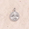 Pendentif Rond Motif Papillon Love (couleur Or Blanc) [20 X 17 Mm (ouverture : 5 X 2 Mm)] | 1 Pièce/paquet