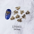 Retro gold metal rose nail charms LF6663 in 9x9mm size for 3D nail art decoration - Retro Gold Cherry Double Flower (6663)