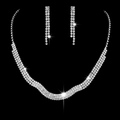 Silver layered rhinestone necklace and long drop earrings bridal jewelry set - TL188/Multi-layer Rhinestone Tassel Set