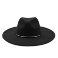Cappello fedora in feltro nero a tesa larga con fibbia decorativa in metallo dorato - M (56-59cm) / Nero