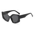 Occhiali da sole cat-eye oversize neri con montatura spessa e lenti grigio scuro trendy - Montatura Nera Lenti Grigio Nero