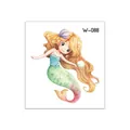 Waterproof watercolor cartoon mermaid temporary tattoo sticker style W-088 for kids - Golden Curls Mermaid (W-088)