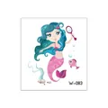 Tatouage éphémère sirène dessin animé W-083 avec queue rose pour enfants - Sirène aux Cheveux Bleus avec Miroir (W-083)
